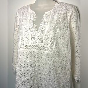 J Jill Eyelet Tunic Blouse Size Petite Small NWT!